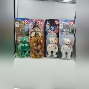 Ty Teenie Beanies Britannia Glory Erin Maple The Bear McDonalds Set of 4 1999